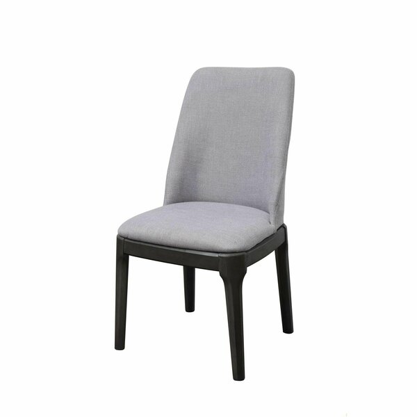 Homeroots 23 x 21 x 39 in. Light Gray Linen Oak Wood Upholstered Seat Side Chair 347364